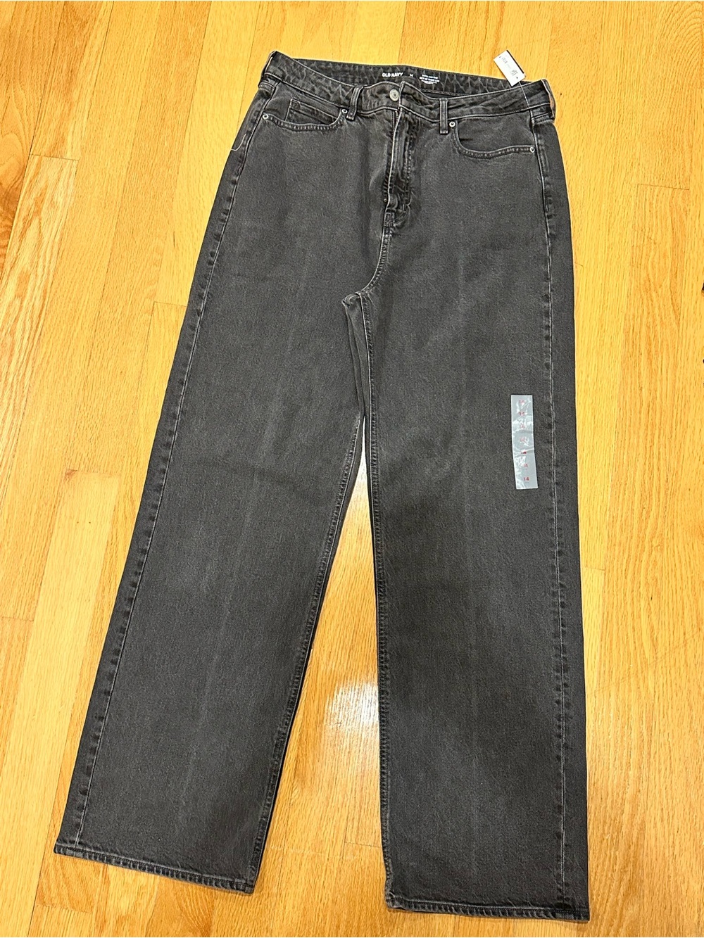 Old Navy Sky-Hi Wide Leg Jeans Washed Black Size 14 Tall NWT